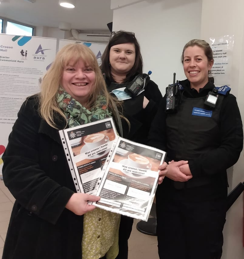 Picture PCSO Lucy Davies, PCSO Racheal Duddle, Cllr Carolyn Preece